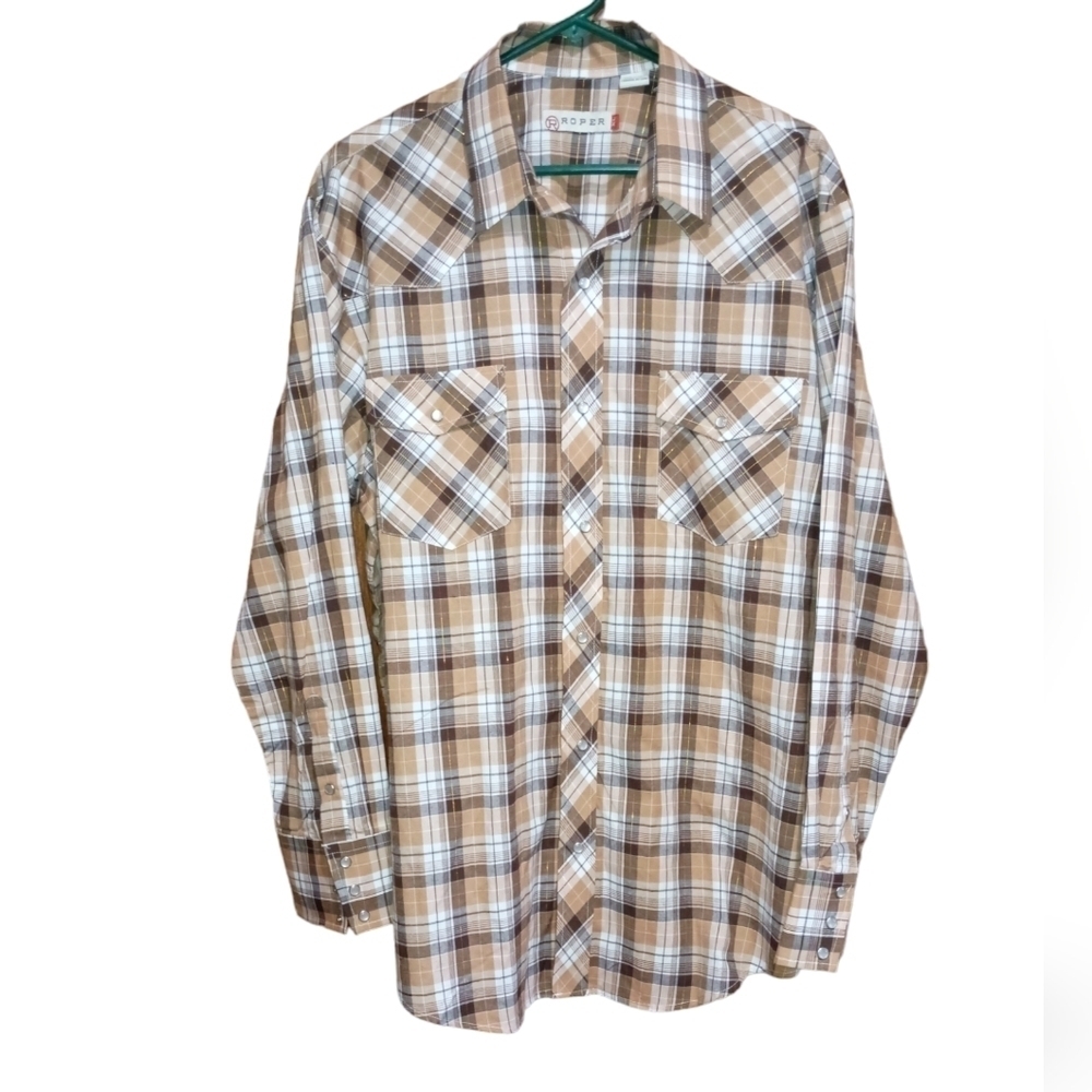 Men's Roper Long Sleeve Pearl Snap Western Shirt Size XL